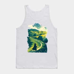 A Sage Wanders Through Green Pastures - Fantasy Tank Top